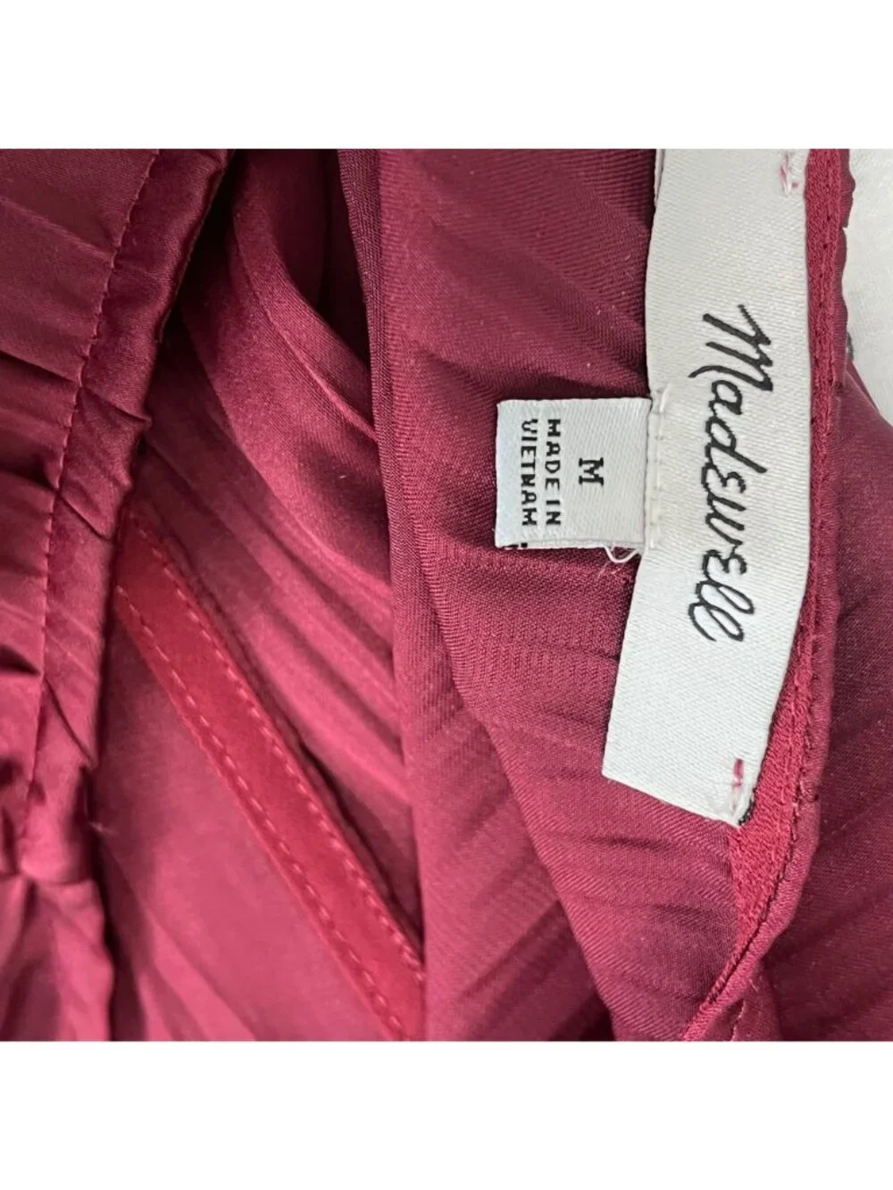 MADEWELL‎ Short-Sleeve Slip Midi Dress in Burgundy Size Medium